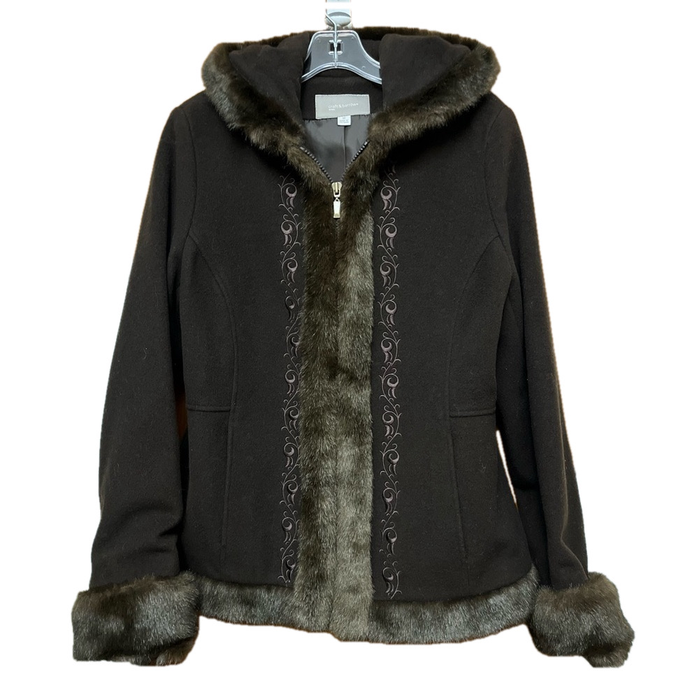 Croft & Barrow Women’s Brown Winter faux fur Wool coat medium